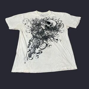 Hybrid cream/ white y2k skull tee